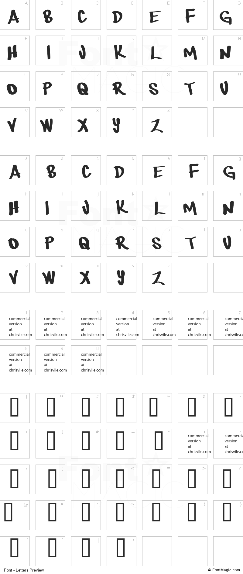 There be monsters Font - All Latters Preview Chart